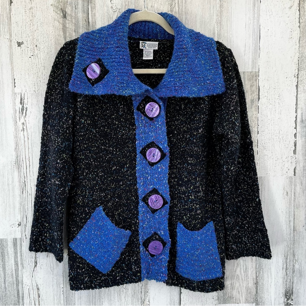 GLENMONT DESIGN Vintage Black Cardigan Sweater S